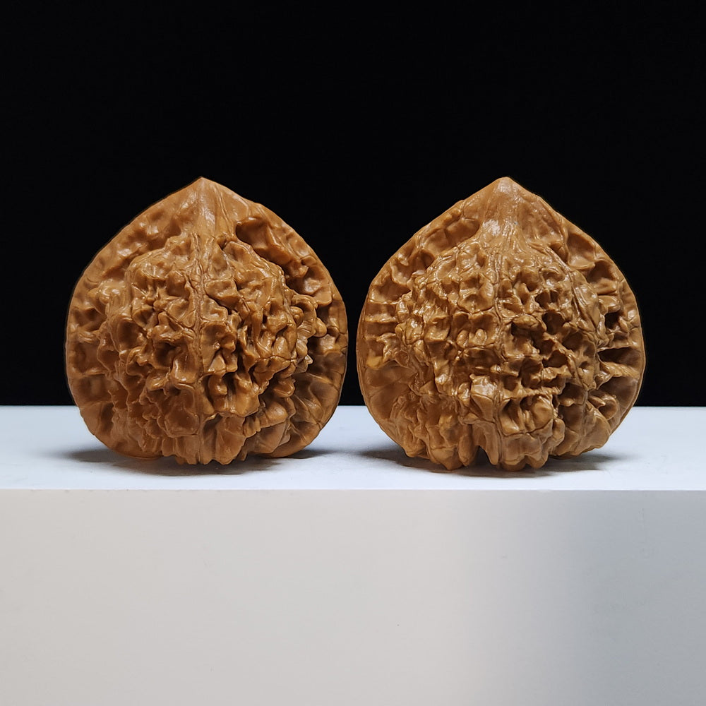 The "Kylin Texture Concave-Base Peach Heart" (Qi Lin Wen Tao Xin Ao Di) Exhibition-Grade Masterpiece Pair | 50.0mm x 42.0mm | SZ-S-028445