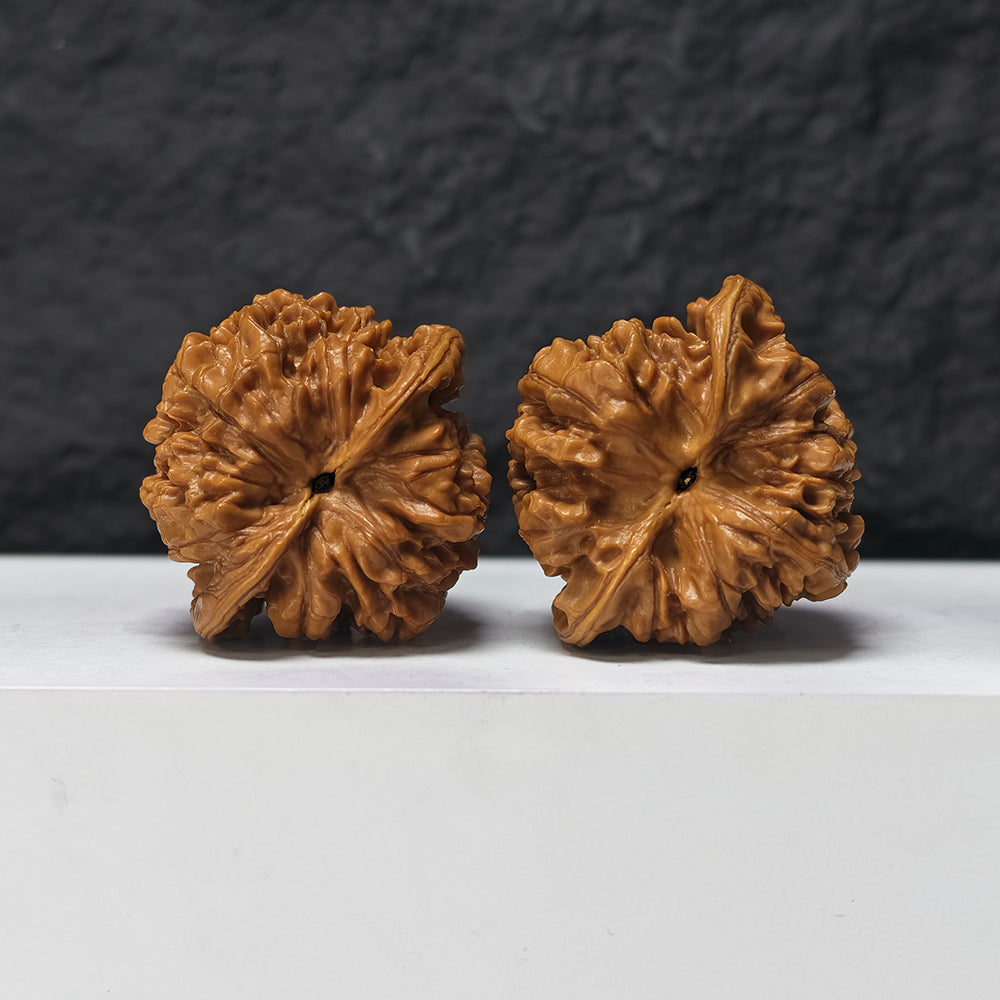 "Peach Heart Concave Base Official's Hat" Tao Xin Ao Di Guan Mao GM-SSS-009896 Masterpiece Wenwan Walnuts Pair | 46.0mm x 44.0mm | GM-SSS-009896