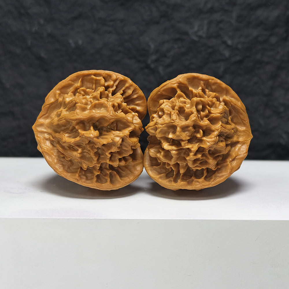 "Imperial Owl Three-Ridge" Di Wang Mao Tou Ying San Leng YX-E-190938 Collector Wenwan Walnuts Pair | 57.0mm x 54.0mm | YX-E-190938