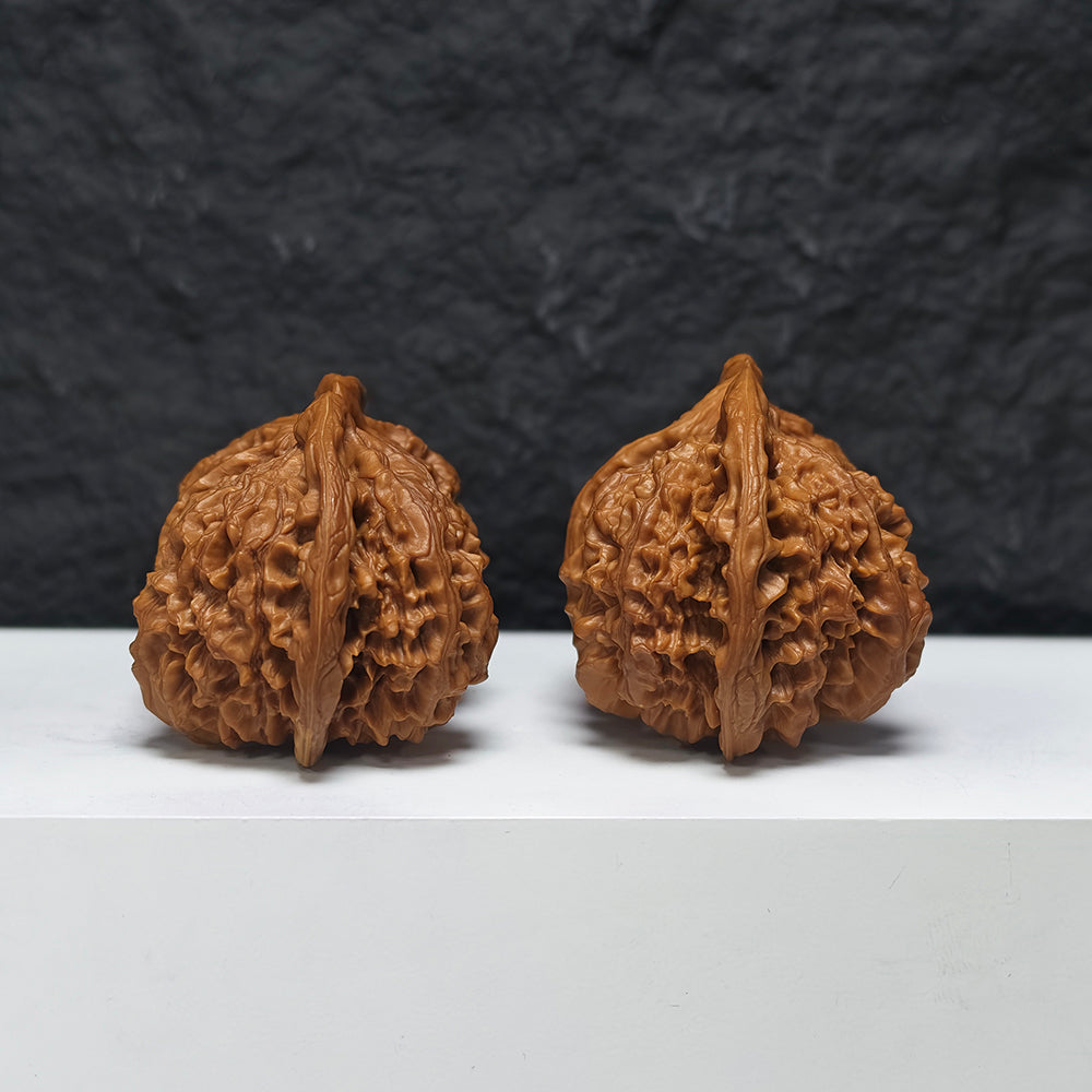 "Official Hat Four-Ridge Horseshoe Conjoined" Da Guan Mao Si Leng Ma Ti Lian Ti YX-E-187935 Collector Wenwan Walnuts Pair | 64.0mm x 46.0mm | YX-E-187935