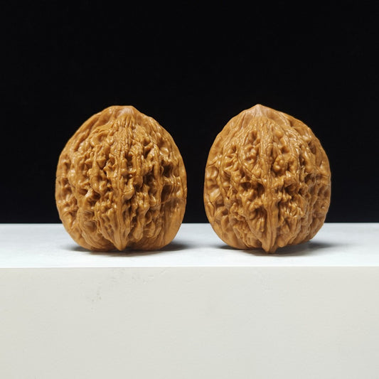 The "Golden Wheat" Mai Sui Tiger Head Symmetrical Pair | 39.0mm x 37.0mm | HT-A-003182