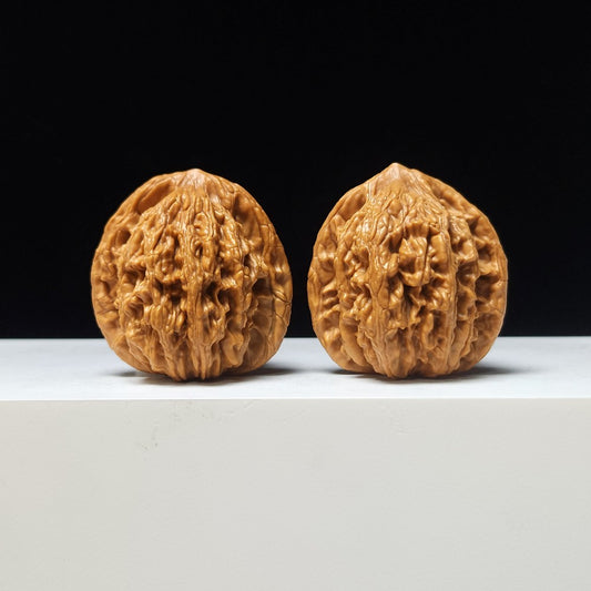 The "Golden Wheat" Mai Sui Tiger Head Symmetrical Pair | 41.0mm x 37.0mm | HT-A-004183