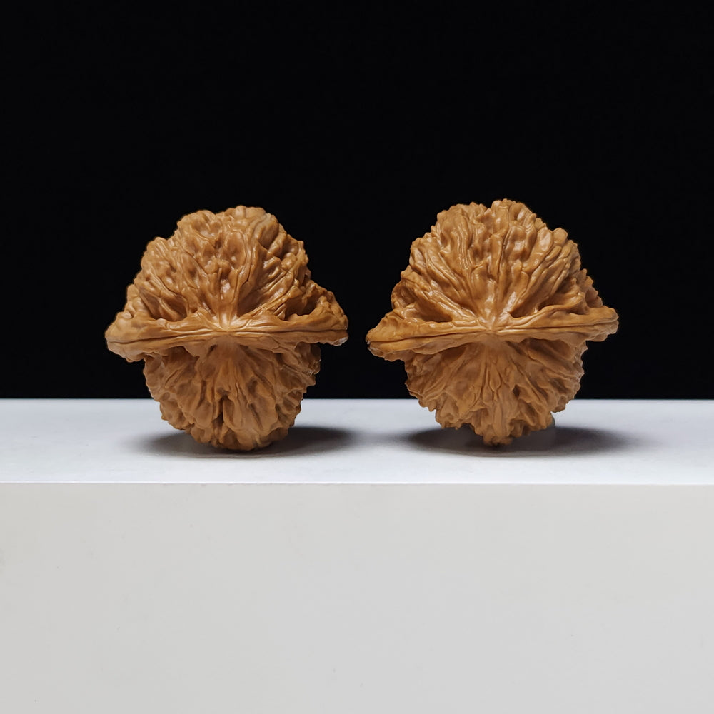 "White Lion Head" Bai Shou Lion Head Classic Squat Flat-Base Wenwan Walnuts Pair | 40.0mm x 39.0mm | BSZ-A-002010