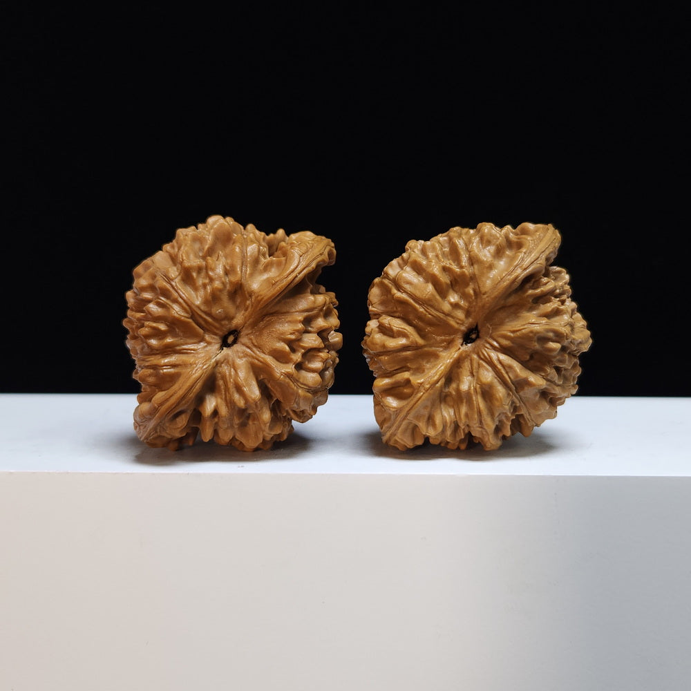 The "Kylin Texture Concave-Base Peach Heart" (Qi Lin Wen Tao Xin Ao Di) Exhibition-Grade Masterpiece Pair | 50.0mm x 42.0mm | SZ-S-028445