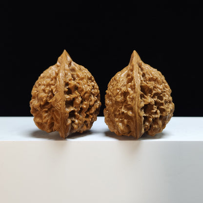 The "Kylin Texture Concave-Base Peach Heart" (Qi Lin Wen Tao Xin Ao Di) Exhibition-Grade Masterpiece Pair | 50.0mm x 42.0mm | SZ-S-028445