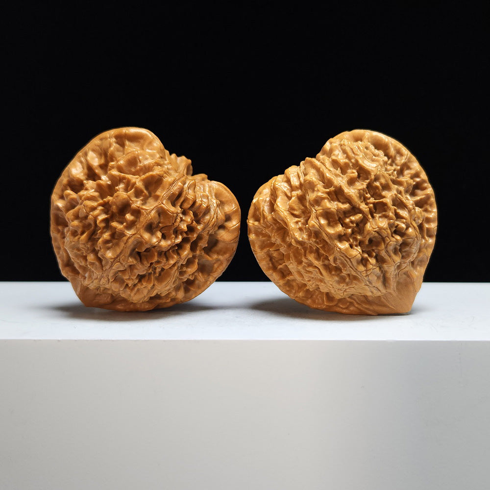 The "Kylin Texture Concave-Base Peach Heart" (Qi Lin Wen Tao Xin Ao Di) Exhibition-Grade Masterpiece Pair | 50.0mm x 42.0mm | SZ-S-028445