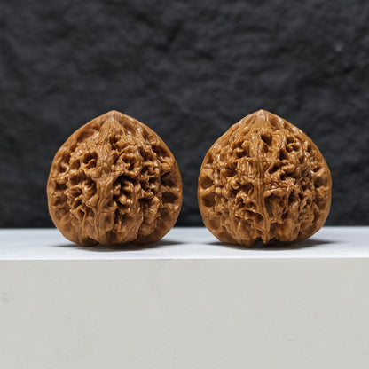 "Peach Heart Water Dragon" Tao Xin Shui Long Wen Masterpiece Wenwan Walnuts Pair | 43.0mm x 44.0mm | SZ-SSS-002486