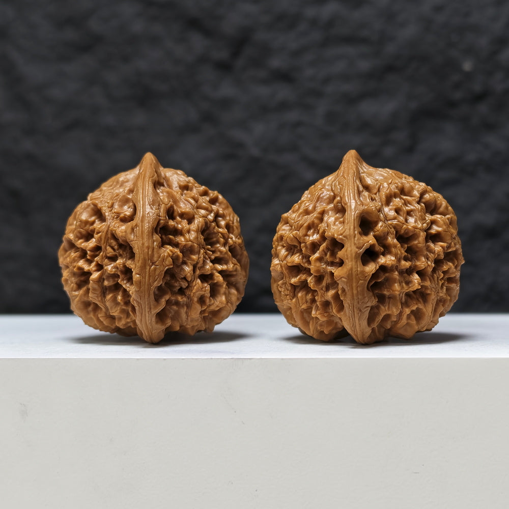 "Peach Heart Water Dragon" Tao Xin Shui Long Wen Masterpiece Wenwan Walnuts Pair | 43.0mm x 44.0mm | SZ-SSS-002486