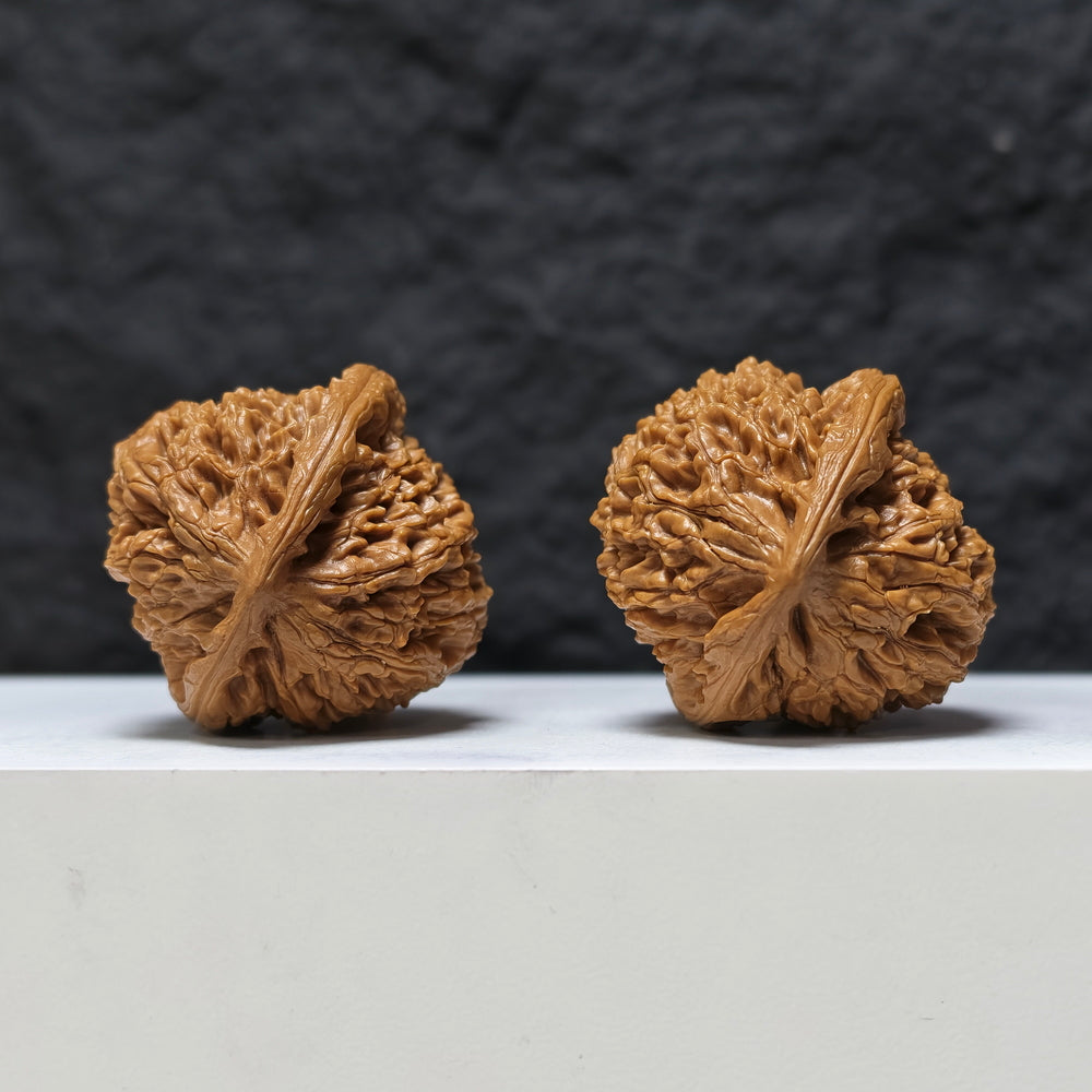 "Peach Heart Water Dragon" Tao Xin Shui Long Wen Masterpiece Wenwan Walnuts Pair | 43.0mm x 44.0mm | SZ-SSS-002486