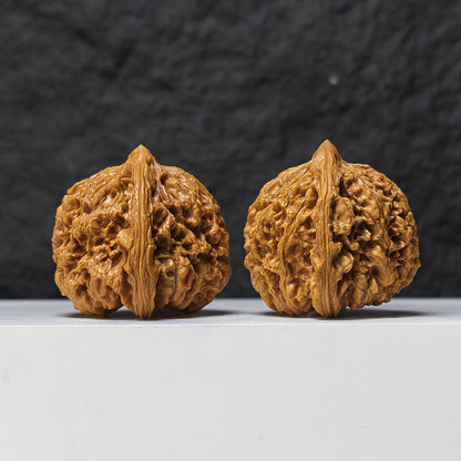 "Peach Heart Nan Jiang Shi Angel Wings" Tao Xin Nan Jiang Shi Tian Shi Zhi Yi NJS-SSS-001516 Masterpiece Wenwan Walnuts Pair | 44.0mm x 45.0mm | NJS-SSS-001516