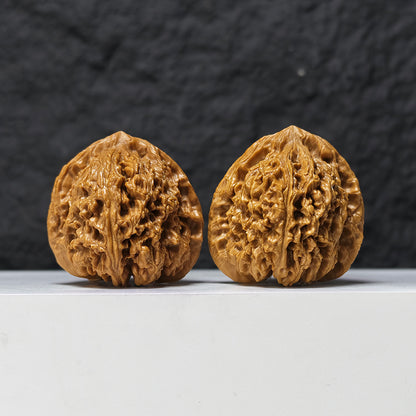 "Peach Heart Nan Jiang Shi Angel Wings" Tao Xin Nan Jiang Shi Tian Shi Zhi Yi NJS-SSS-001516 Masterpiece Wenwan Walnuts Pair | 44.0mm x 45.0mm | NJS-SSS-001516