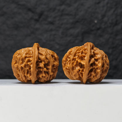 "Heaven and Earth Lord Guan's Hat" Tian Di Er Ye Mao GM-SS-002079 Masterpiece Wenwan Walnuts Pair | 46.0mm x 45.0mm | GM-SS-002079
