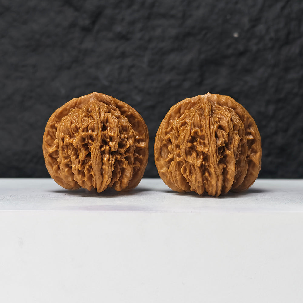 "Han Tower" Han Gao Lou SZL-SS-002878 Masterpiece Wenwan Walnuts Pair | 44.0mm x 40.0mm | SZL-SS-002878