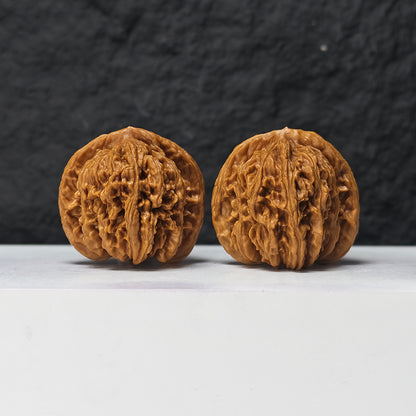 "Han Tower" Han Gao Lou SZL-SS-002878 Masterpiece Wenwan Walnuts Pair | 44.0mm x 40.0mm | SZL-SS-002878