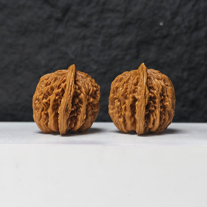 "Han Tower" Han Gao Lou SZL-SS-002878 Masterpiece Wenwan Walnuts Pair | 44.0mm x 40.0mm | SZL-SS-002878
