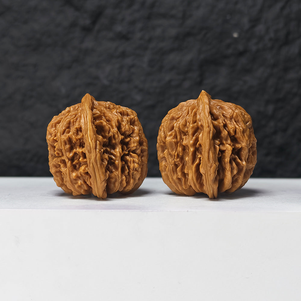 "Han Tower" Han Gao Lou SZL-SS-002878 Masterpiece Wenwan Walnuts Pair | 44.0mm x 40.0mm | SZL-SS-002878