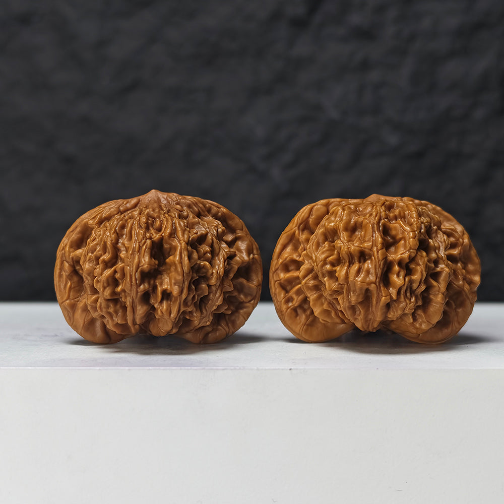 "Squat Liger" Shi Hu Shou Ai Zhuang HT-SS-007920 Masterpiece Wenwan Walnuts Pair | 45.0mm x 42.0mm | HT-SS-007920