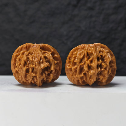 "Heaven and Earth Lord Guan's Hat" Tian Di Er Ye Mao GM-SS-004880 Masterpiece Wenwan Walnuts Pair | 44.0mm x 42.0mm | GM-SS-004880