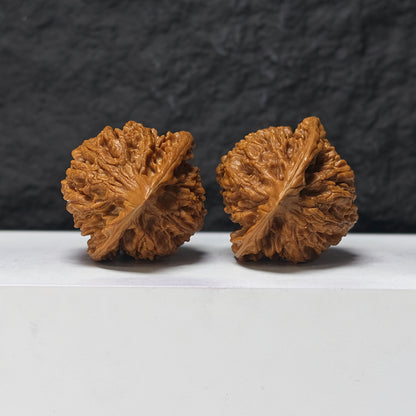 "Peach Heart Concave Base Official's Hat" Tao Xin Ao Di Guan Mao GM-SSS-009896 Masterpiece Wenwan Walnuts Pair | 46.0mm x 44.0mm | GM-SSS-009896