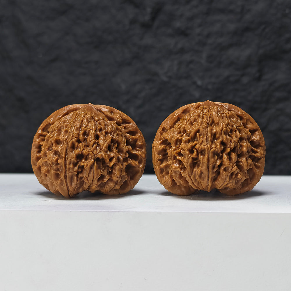 "Squat Water Dragon Pattern" Shui Long Wen Ai Zhuang SZ-SS-024917 Masterpiece Wenwan Walnuts Pair | 48.0mm x 40.0mm | SZ-SS-024917