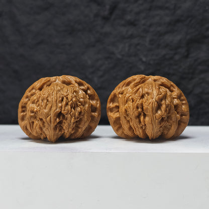 "Recessed-Tip White Lion Head" Men Jian Bai Shi Zi BSZ-SSSS-001906 Museum Collector Wenwan Walnuts Pair | 48.0mm x 46.0mm | BSZ-SSSS-001906