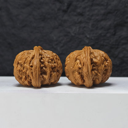 "Recessed-Tip White Lion Head" Men Jian Bai Shi Zi BSZ-SSSS-001906 Museum Collector Wenwan Walnuts Pair | 48.0mm x 46.0mm | BSZ-SSSS-001906