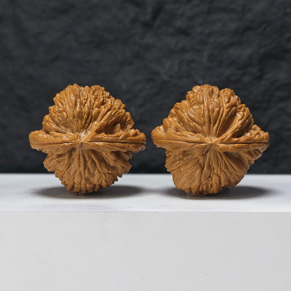 "Recessed-Tip White Lion Head" Men Jian Bai Shi Zi BSZ-SSSS-001906 Museum Collector Wenwan Walnuts Pair | 48.0mm x 46.0mm | BSZ-SSSS-001906
