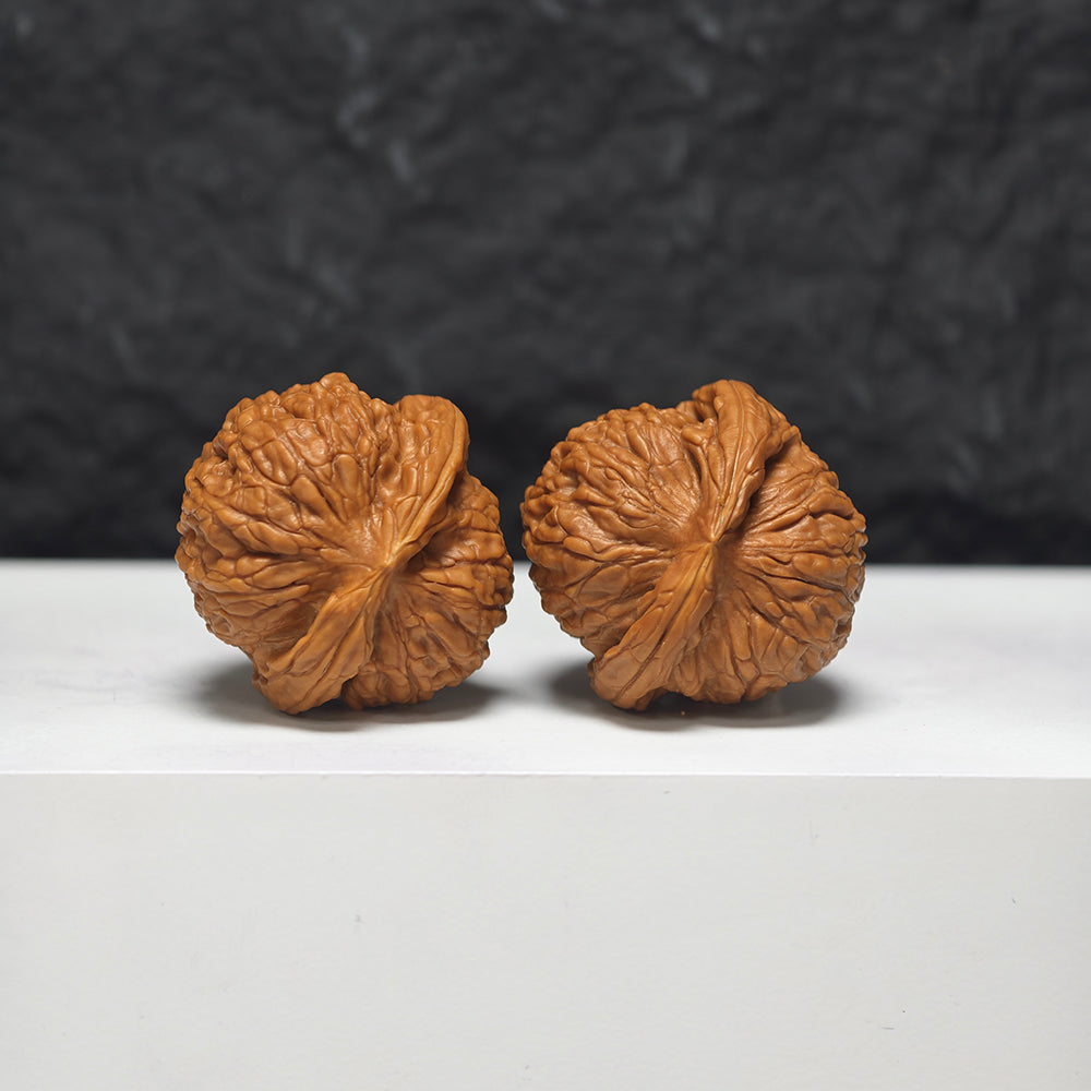 "Meteorite Ingot" Yun Shi Yuan Bao YB-SS-001925 Masterpiece Wenwan Walnuts Pair | 34.0mm x 34.0mm | YB-SS-001925