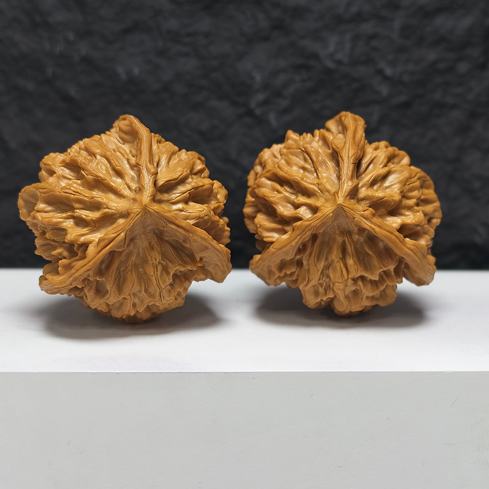 "Imperial Owl Three-Ridge" Di Wang Mao Tou Ying San Leng YX-E-190938 Collector Wenwan Walnuts Pair | 57.0mm x 54.0mm | YX-E-190938