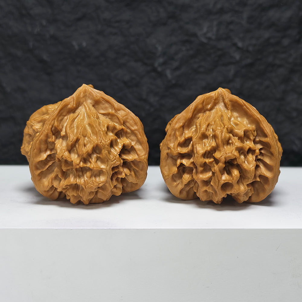 "Imperial Owl Three-Ridge" Di Wang Mao Tou Ying San Leng YX-E-190938 Collector Wenwan Walnuts Pair | 57.0mm x 54.0mm | YX-E-190938