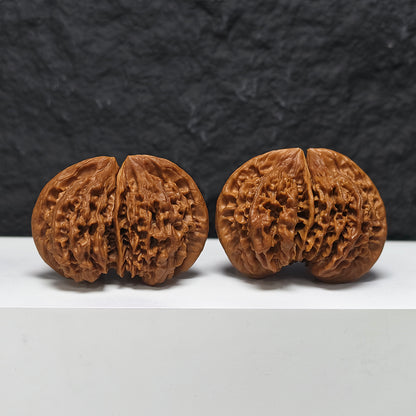 "Official Hat Four-Ridge Horseshoe Conjoined" Da Guan Mao Si Leng Ma Ti Lian Ti YX-E-187935 Collector Wenwan Walnuts Pair | 64.0mm x 46.0mm | YX-E-187935