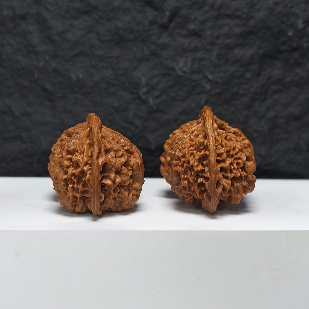 "Official Hat Four-Ridge Horseshoe Conjoined" Da Guan Mao Si Leng Ma Ti Lian Ti YX-E-187935 Collector Wenwan Walnuts Pair | 64.0mm x 46.0mm | YX-E-187935