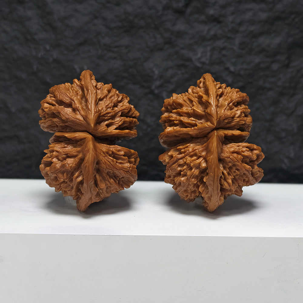 "Official Hat Four-Ridge Horseshoe Conjoined" Da Guan Mao Si Leng Ma Ti Lian Ti YX-E-187935 Collector Wenwan Walnuts Pair | 64.0mm x 46.0mm | YX-E-187935