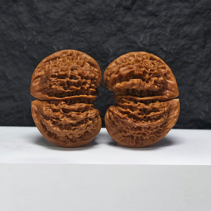 "Official Hat Four-Ridge Horseshoe Conjoined" Da Guan Mao Si Leng Ma Ti Lian Ti YX-E-187935 Collector Wenwan Walnuts Pair | 64.0mm x 46.0mm | YX-E-187935