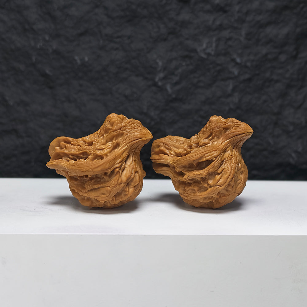 "Tiger Head Bird" Hu Tou Xiao Niao YX-E-188936 Collector Wenwan Walnuts Pair | 38.0mm x 41.0mm | YX-E-188936
