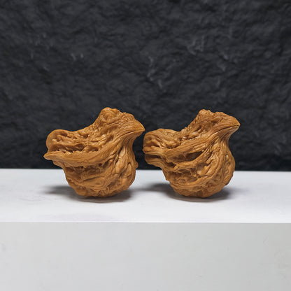 "Tiger Head Bird" Hu Tou Xiao Niao YX-E-188936 Collector Wenwan Walnuts Pair | 38.0mm x 41.0mm | YX-E-188936