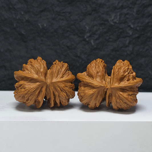 "Wild Wolf Butterfly Conjoined" Ye Lang Hu Die Lian Ti YX-E-191939 Collector Wenwan Walnuts Pair | 51.0mm x 40.0mm | YX-E-191939