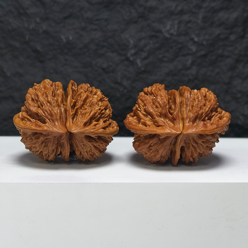 "Dragon Scale Pattern Conjoined Four-Ridge" Long Lin Si Leng Lian Ti YX-E-173877 Collector Wenwan Walnuts Pair | 56.0mm x 42.0mm | YX-E-173877