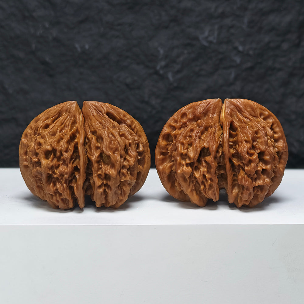 "Dragon Scale Pattern Conjoined Four-Ridge" Long Lin Si Leng Lian Ti YX-E-173877 Collector Wenwan Walnuts Pair | 56.0mm x 42.0mm | YX-E-173877