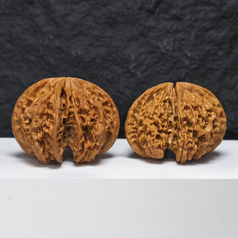 "Kirin Scale Conjoined" Qi Lin Wen Lian Ti YX-E-194942 Collector Wenwan Walnuts Pair | 65.0mm x 52.0mm | YX-E-194942