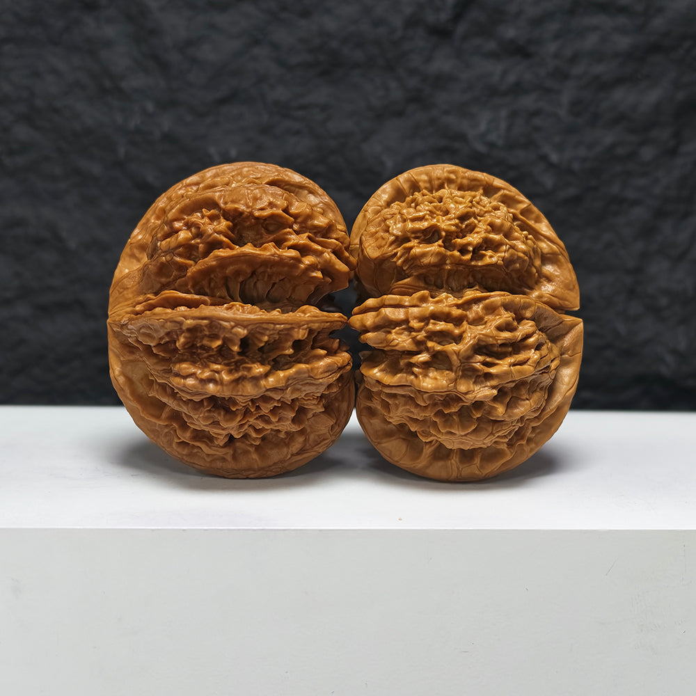 "Kirin Scale Conjoined" Qi Lin Wen Lian Ti YX-E-194942 Collector Wenwan Walnuts Pair | 65.0mm x 52.0mm | YX-E-194942