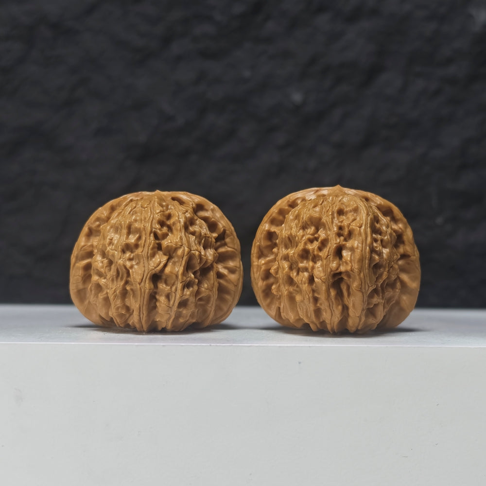 "Spherical White Lion Head" Qiu Xing Bai Shi Zi Collector Wenwan Walnuts Pair | 40.0mm x 40.0mm | BSZ-S-017957