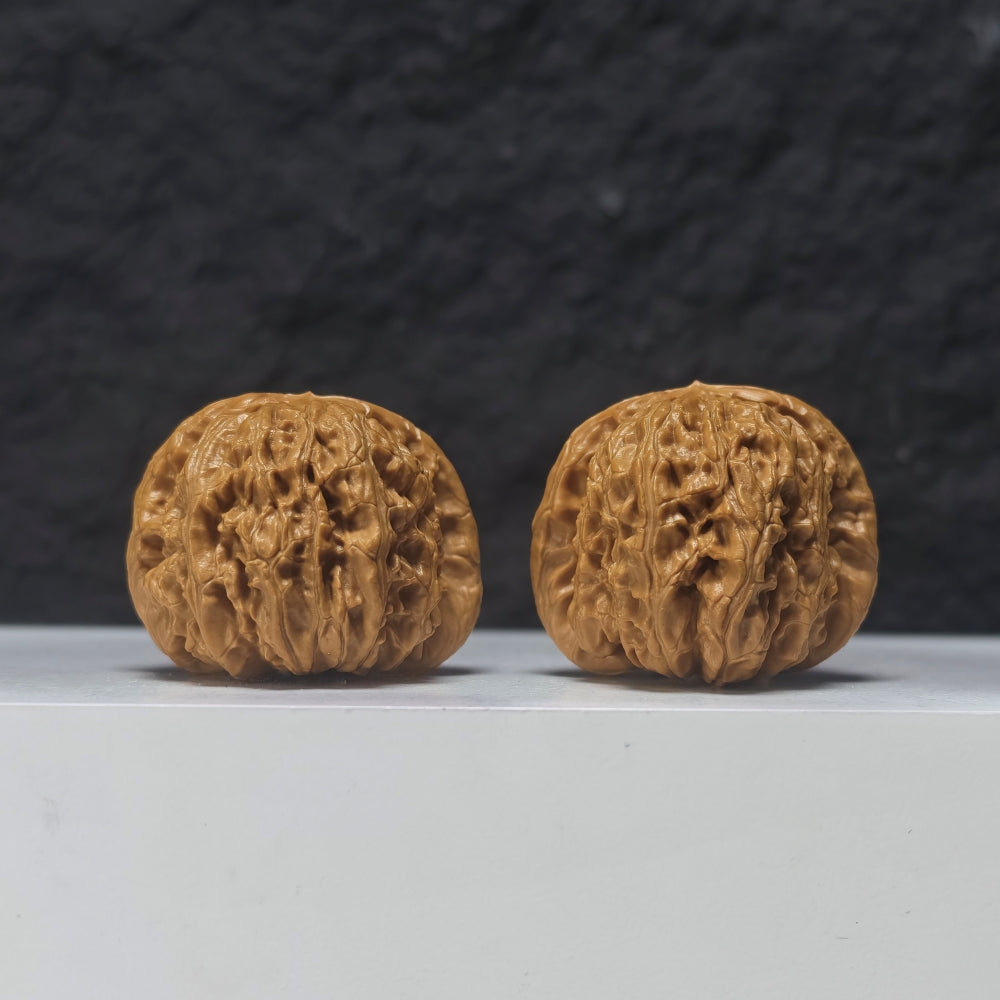 "Spherical White Lion Head" Qiu Xing Bai Shi Zi Collector Wenwan Walnuts Pair | 40.0mm x 40.0mm | BSZ-S-017957
