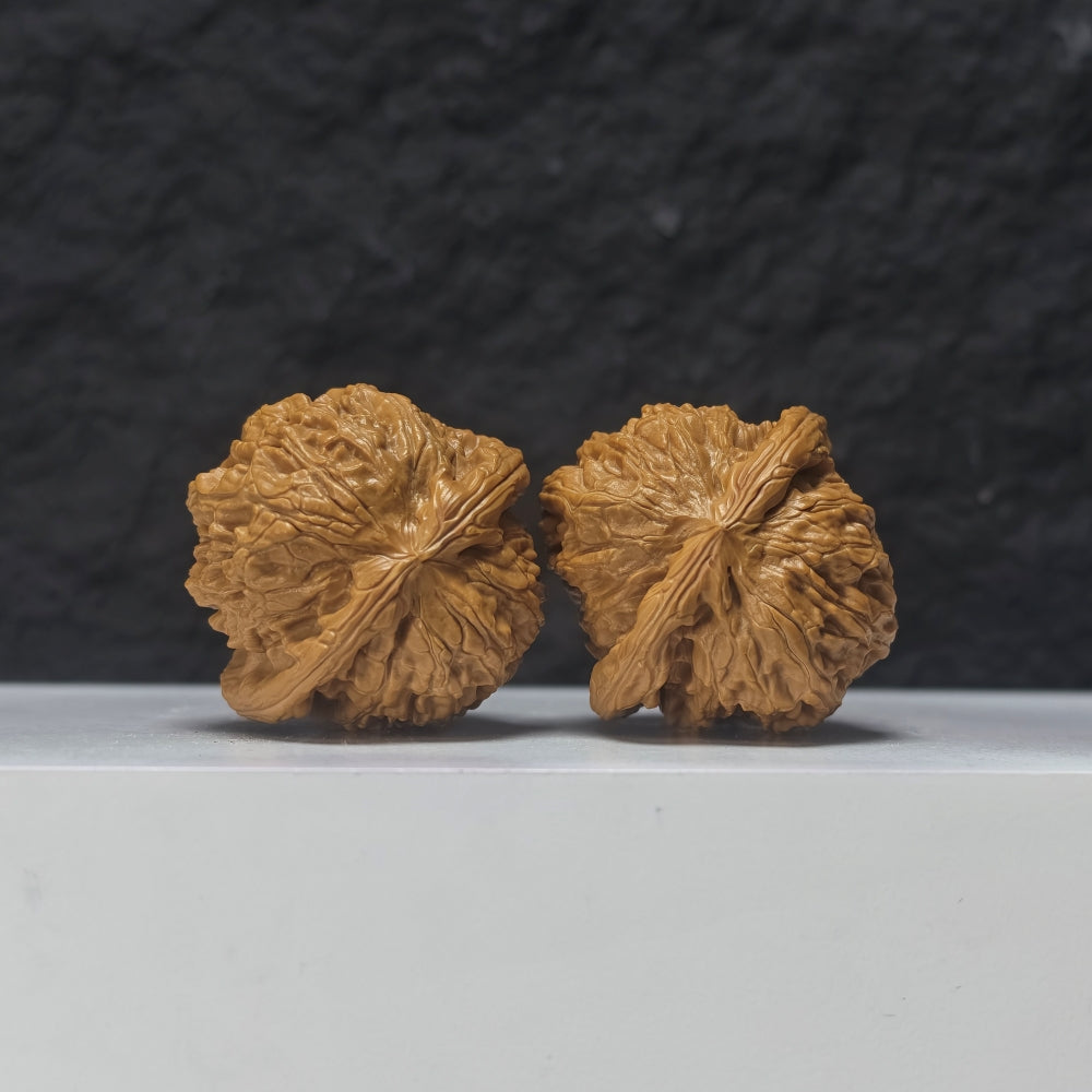 "Spherical White Lion Head" Qiu Xing Bai Shi Zi Collector Wenwan Walnuts Pair | 40.0mm x 40.0mm | BSZ-S-017957