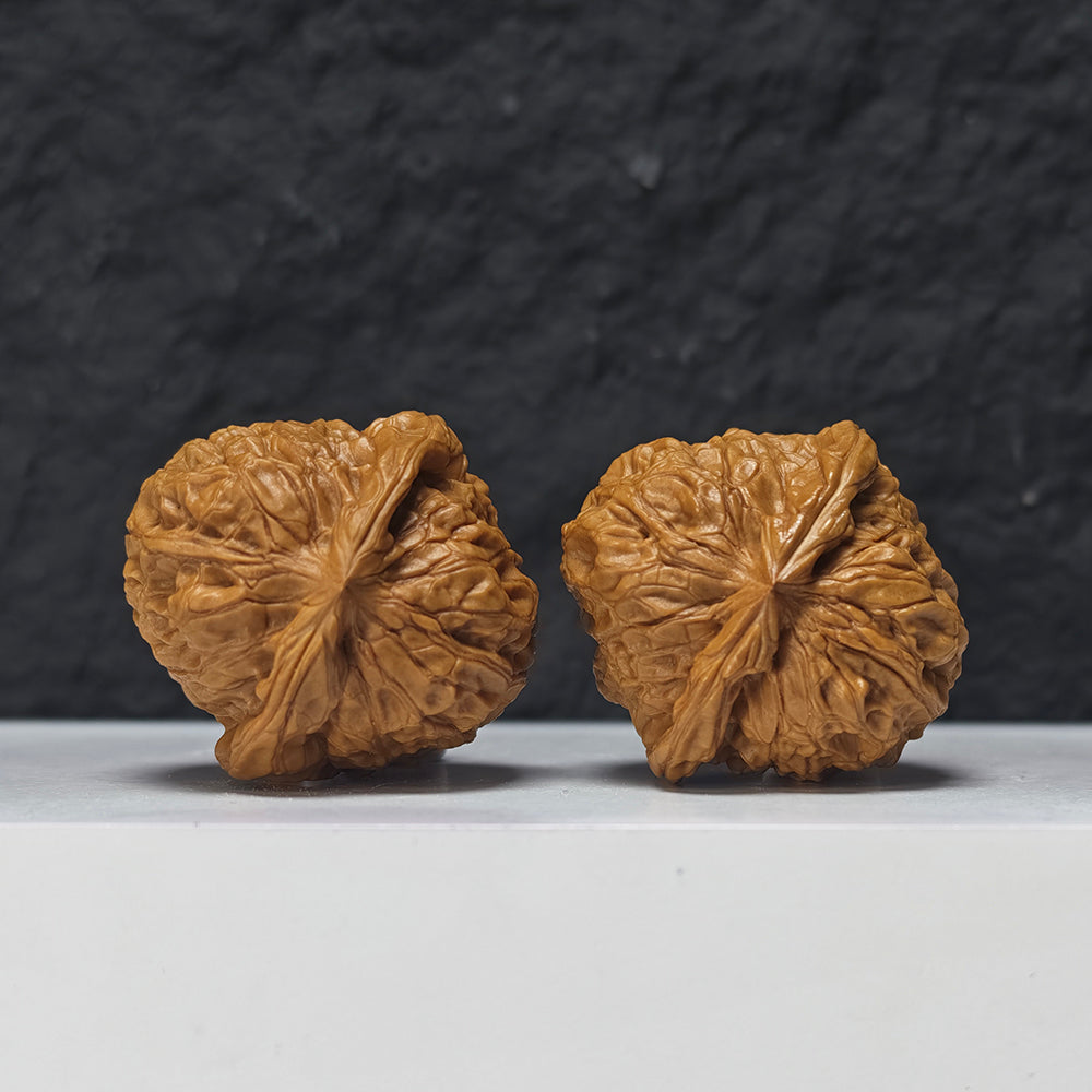 "Little Pumpkin Lion Head" Xiao Nan Gua Lion Head Collector Wenwan Walnuts Pair | 38.0mm x 39.0mm | SZ-S-041951