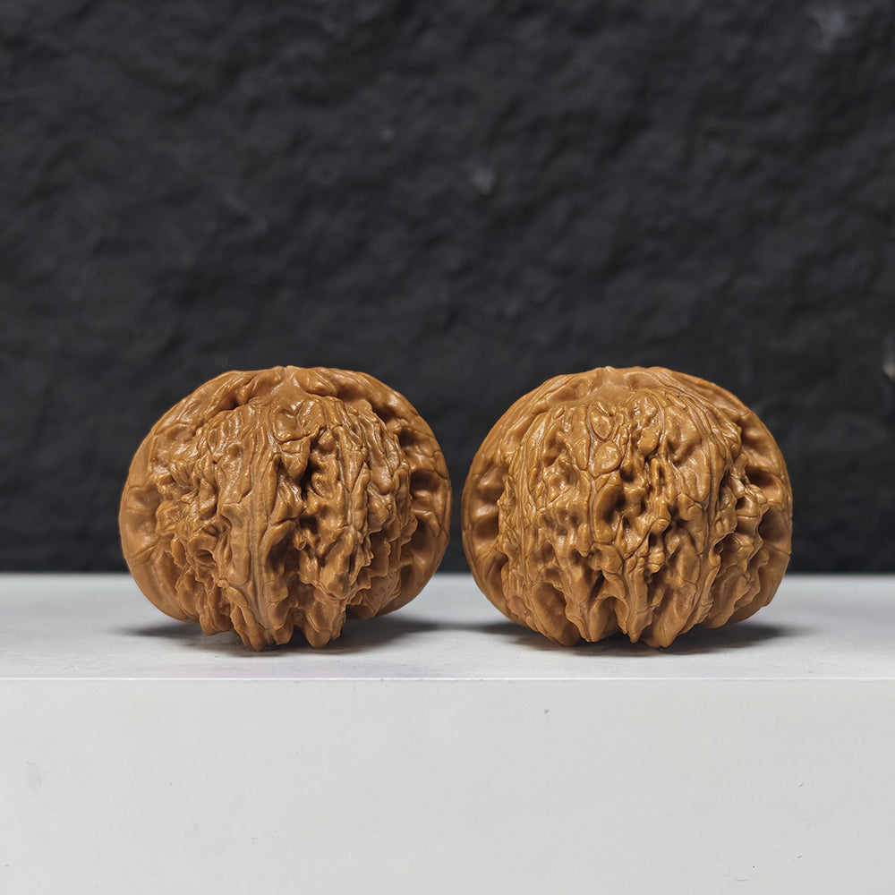 "Spherical White Lion Head" Qiu Xing Bai Shi Zi Collector Wenwan Walnuts Pair | 43.0mm x 42.0mm | BSZ-SS-014953