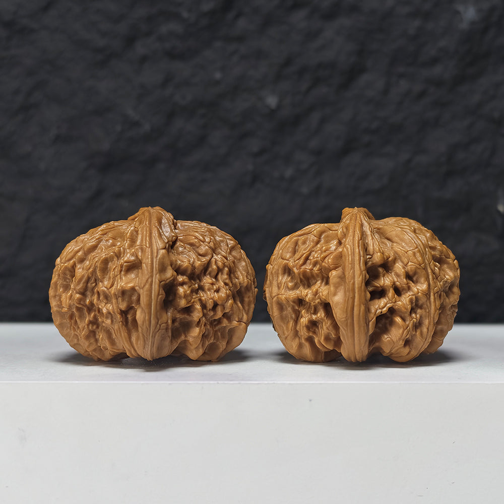 "Spherical White Lion Head" Qiu Xing Bai Shi Zi Collector Wenwan Walnuts Pair | 43.0mm x 42.0mm | BSZ-SS-014953