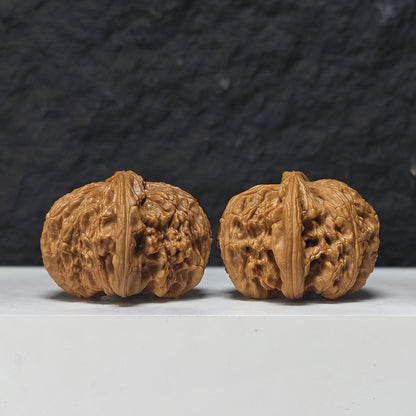 "Spherical White Lion Head" Qiu Xing Bai Shi Zi Collector Wenwan Walnuts Pair | 43.0mm x 42.0mm | BSZ-SS-014953