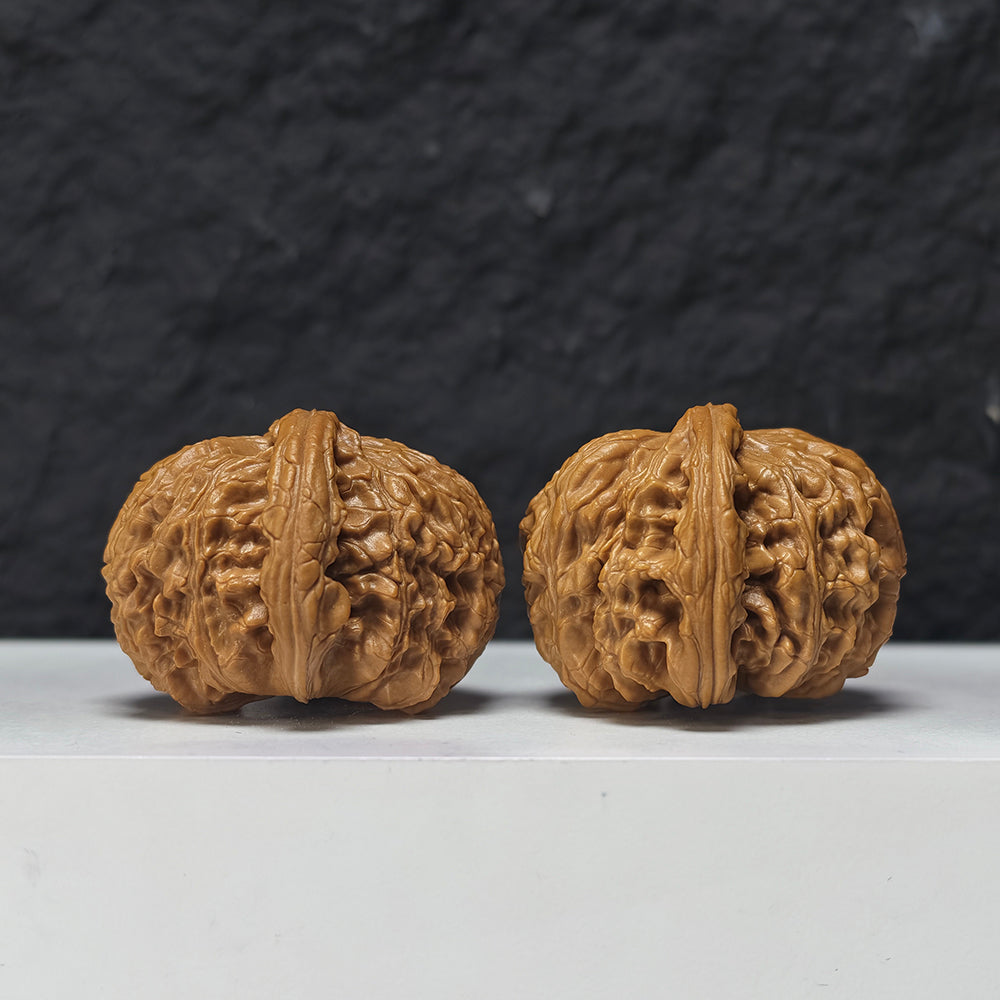 "Spherical White Lion Head" Qiu Xing Bai Shi Zi Collector Wenwan Walnuts Pair | 43.0mm x 42.0mm | BSZ-SS-014953