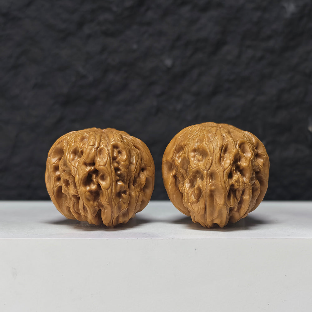 "Rolling Donkey Arch Bridge Concave Base" Lv Da Gun Gong Qiao Ao Di Collector Wenwan Walnuts Pair | 39.0mm x 45.0mm | LDG-S-002958